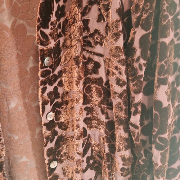 Vintage Anne Carson Sheer Velvet Long Sleeve Top Size Medium Y2k - Picture 3 of 8